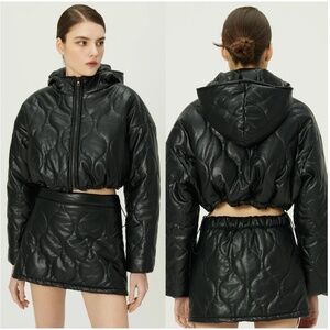 Storets Womens Anina Pleather Quilted Jacket in Black